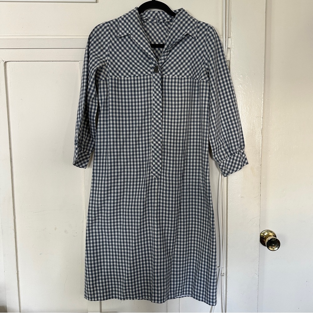 Vintage 60s Plaid Cotton Shift Dress